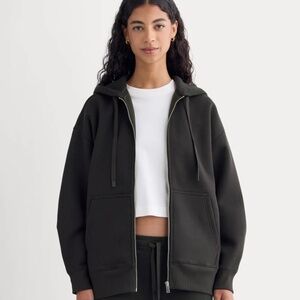 Everlane | Luxe Fleece Oversized Full-Zip Hoodie | Black | Size: XL